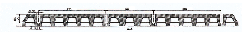 Separator parkingowy 1820 przekrój rysunek techniczny